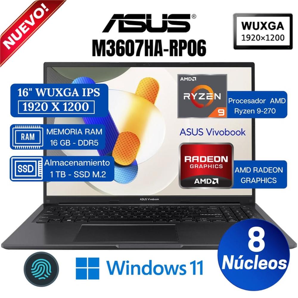 Laptop ASUS Vivobook M3607HA-RP066 16""  WUXGA,  AMD Ryzen 9-270, Ram 16GB, Ssd 1TB, Free Dos