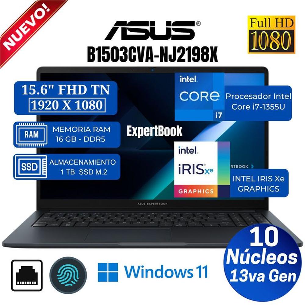 Laptop ASUS ExpertBook B1503CVA-NJ2198X 15.6"" FHD, Intel Core i7-1355U, Ram 16GB, Ssd 1TB, Win 11