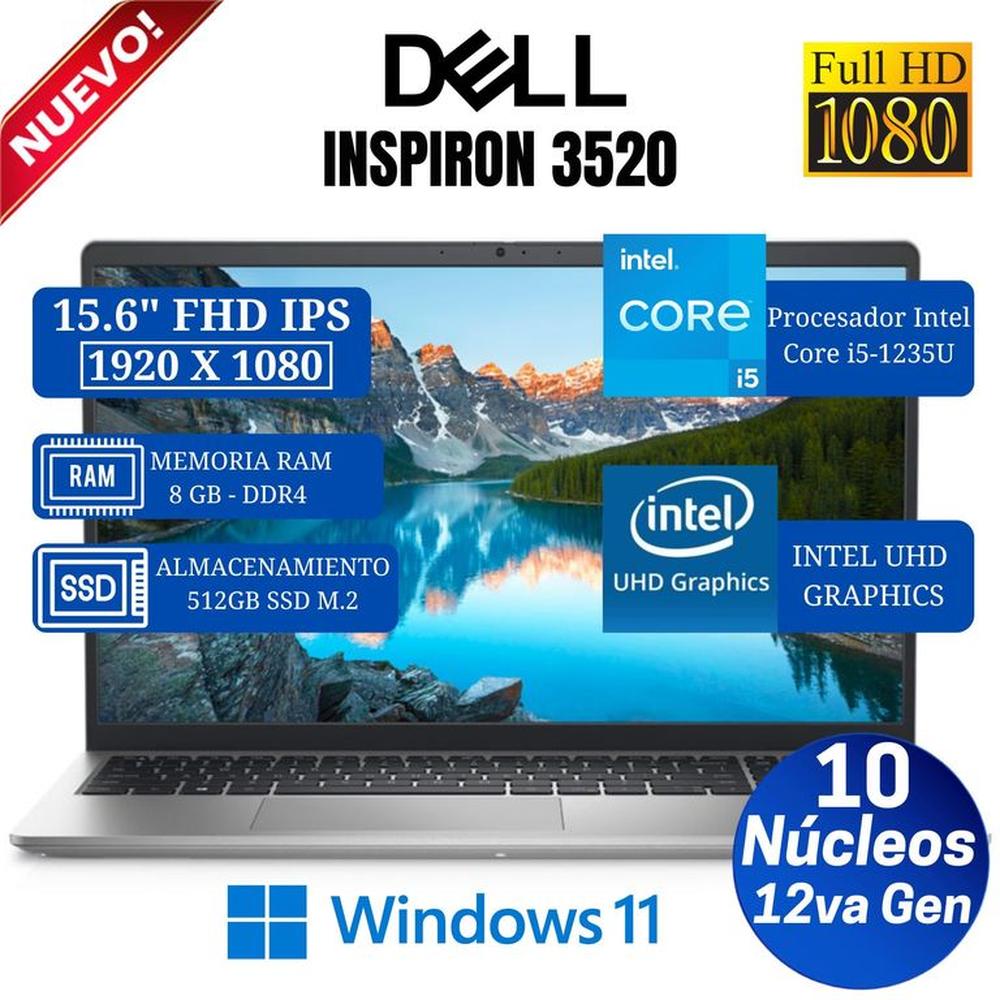 laptop Dell Inspiron 15  3520 15.6"" FHD IPS, Core i5-1235U, 12va Gen,Ram 8GB, SSD 512GB,Win 11