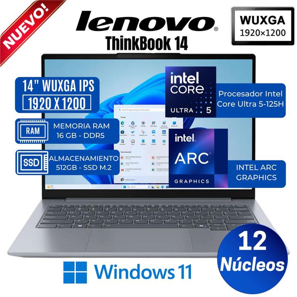 Laptop Lenovo ThinkBook G7 IML 14"" WUXGA IPS, Core Ultra 5-125U, Ram 16GB, Ssd 512GB, Win 11 Pro