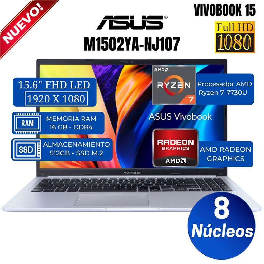 Laptop ASUS Vivobook M1502YA-NJ107 15.6"" FHD LED, Amd Ryzen 7-7730U, Ram 16GB, Ssd 512GB, Free Dos