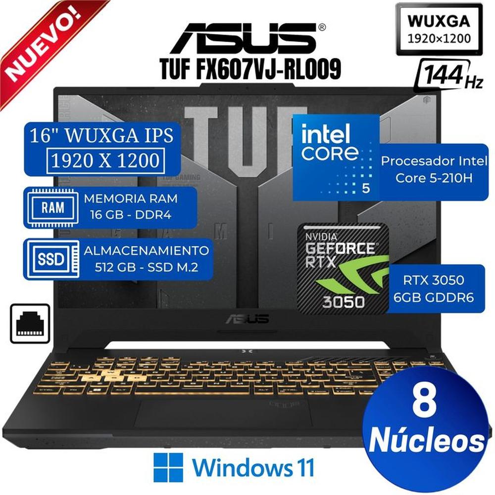 Laptop Asus TUF FX607VJ-RL009 16"" WUXGA IPS, Core 5-210H, Ram 16GB, Ssd 512GB, RTX 3050 6GB, Win 11