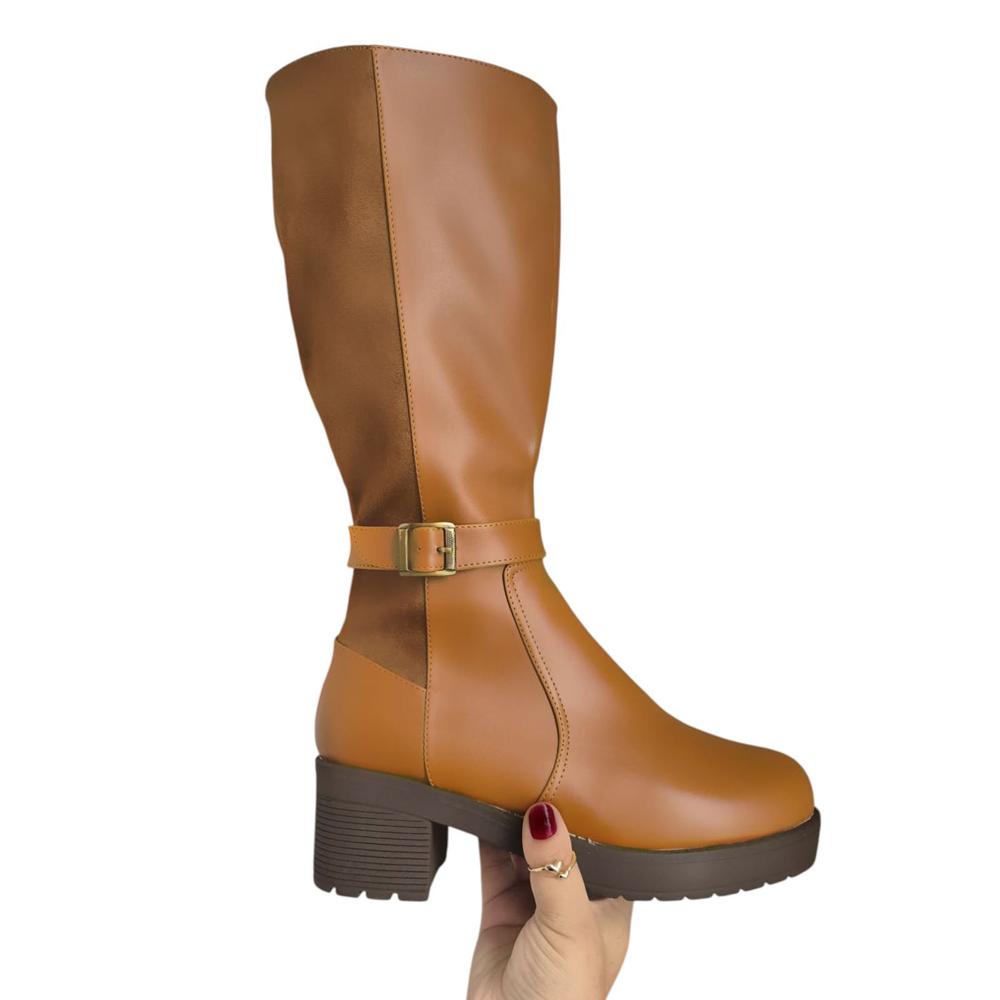 Bota Mujer Spanso Taco 5 1177 5C-70 Color Camel Talla 36