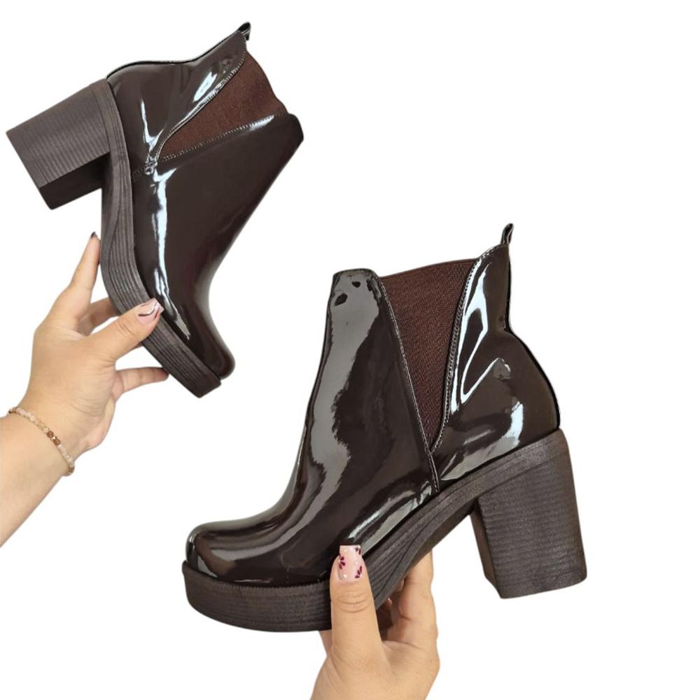 Botin Mujer Taco 7 Charol 1177 5C-60 Taco 7 Color Marron Talla 38