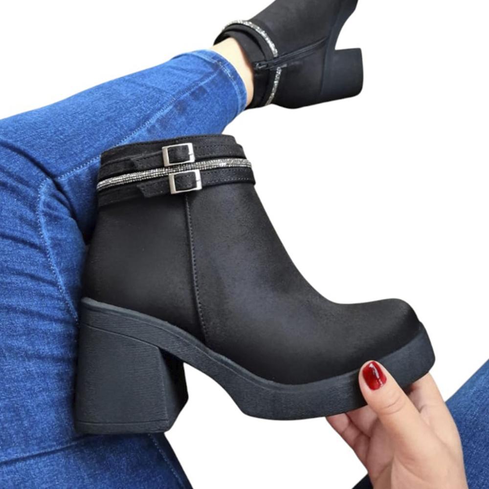 Botin Mujer Taco 7 Gamusa 1177 5C-63 Color Negro Talla 37