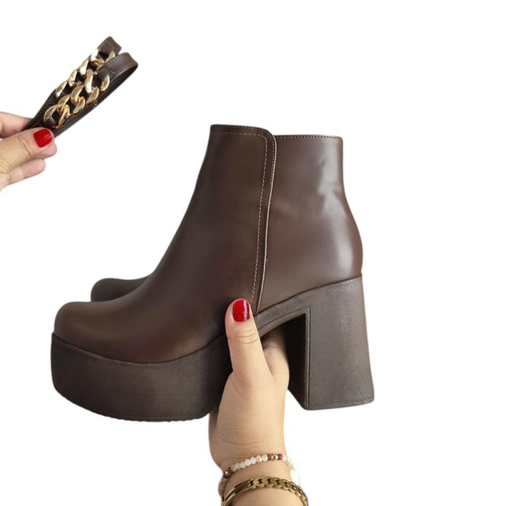 Botin Mujer Taco 9 Doble 1177 5C-65 Color Marron Talla 37