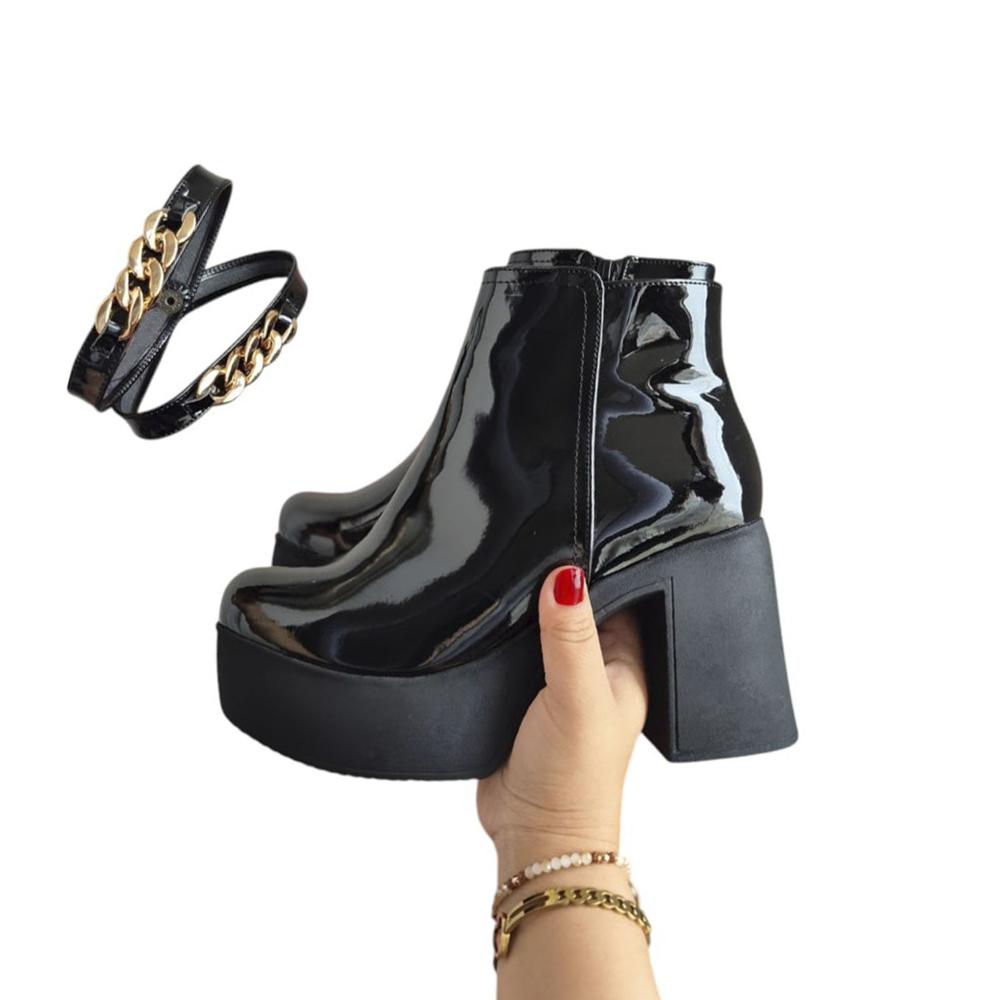 Botin Mujer Taco 9 Doble 1177 5C-65 Color Negro Talla 37