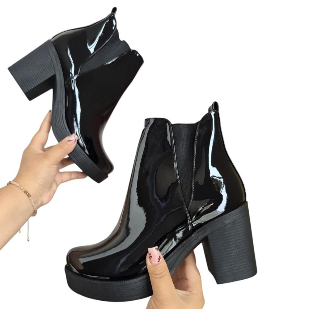Botin Mujer Taco 7 Charol 1177 5C-60 Taco 7 Color Negro Talla 36