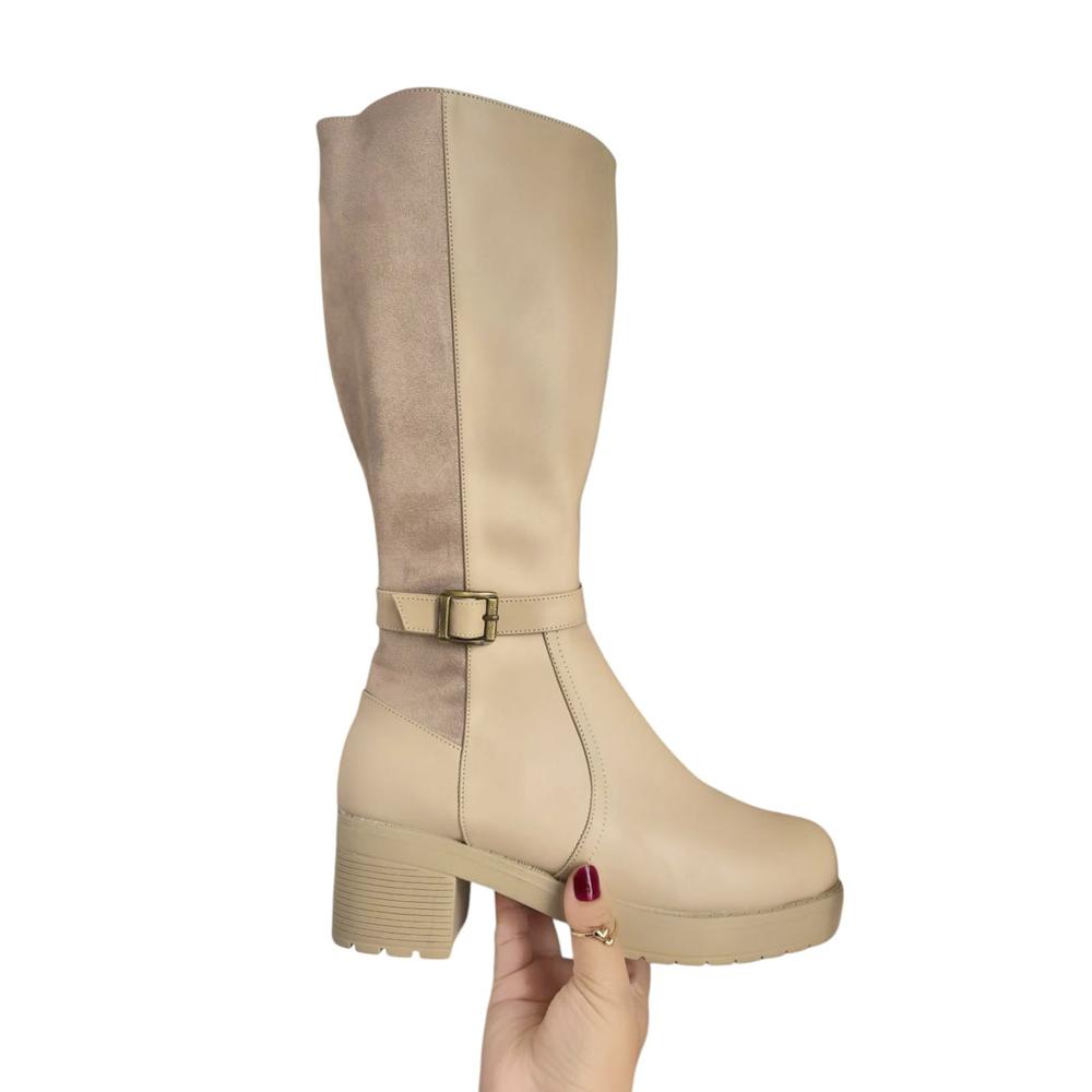 Bota Mujer Spanso Taco 5 1177 5C-70 Color Beige Talla 37