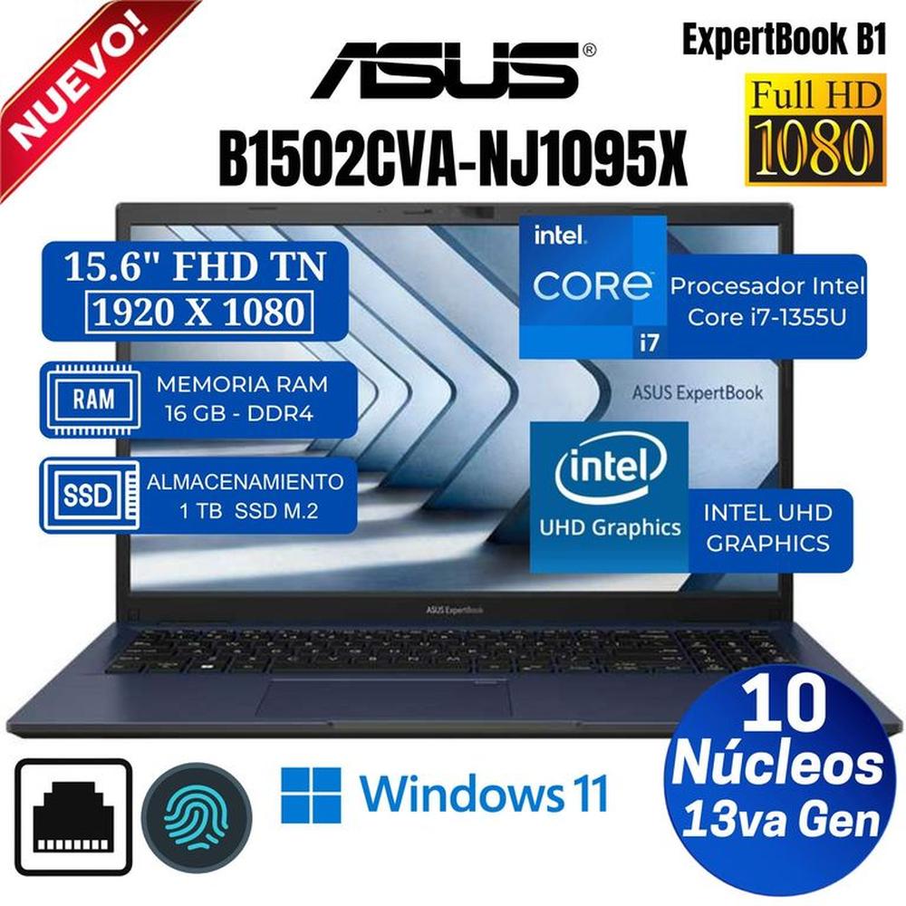 laptop Asus ExpertBook B1502CVA-NJ1095X 15.6"" FHD, Core i7-1355U, Ram 16GB, SSD 1TB, Win 11