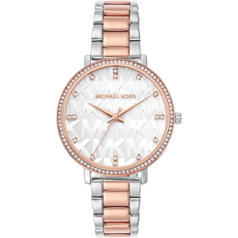 Michael Kors Pyper reloj para mujer con correa de acero, cuero o silicona | Rosa/Plata