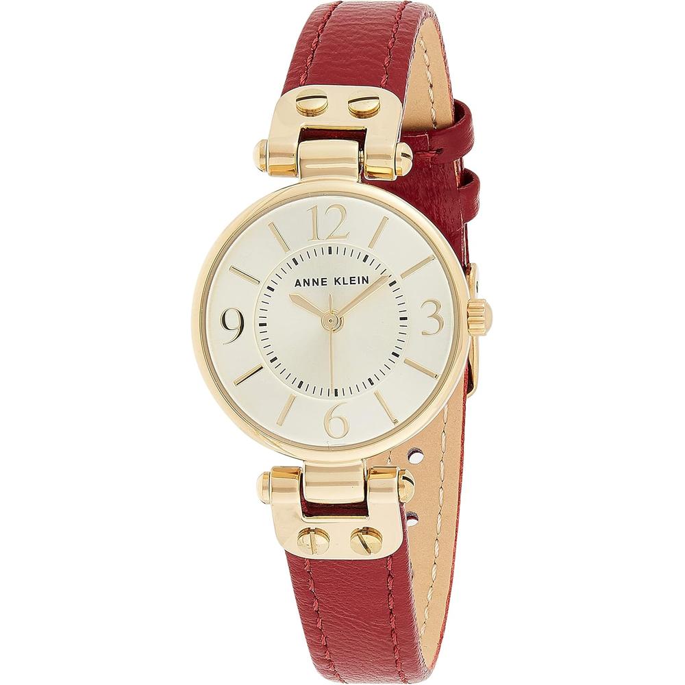 Anne Klein 109442CHHY reloj para mujer con correa de cuero | Oro/rojo