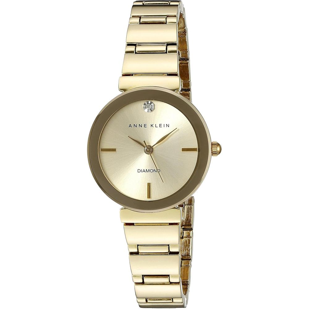 Anne Klein AK/2434EMGB reloj con diamante verdadero y pulsera para mujer | Oro