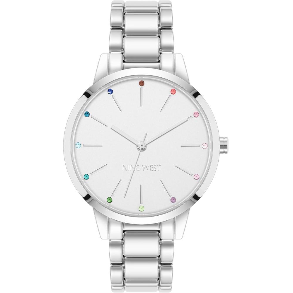 Nine West NW/2098CHGB reloj elegante para dama con esfera floral | Titanio