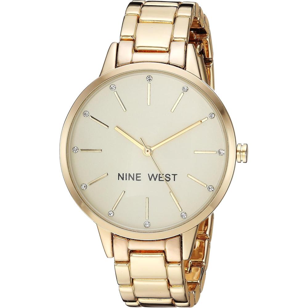 Nine West NW/2098CHGB reloj elegante para dama con esfera floral | Oro