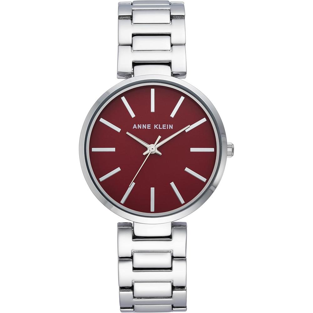 Anne Klein AK/2787SVTT reloj de pulsera metálica para mujer | Borgoña/Plateado