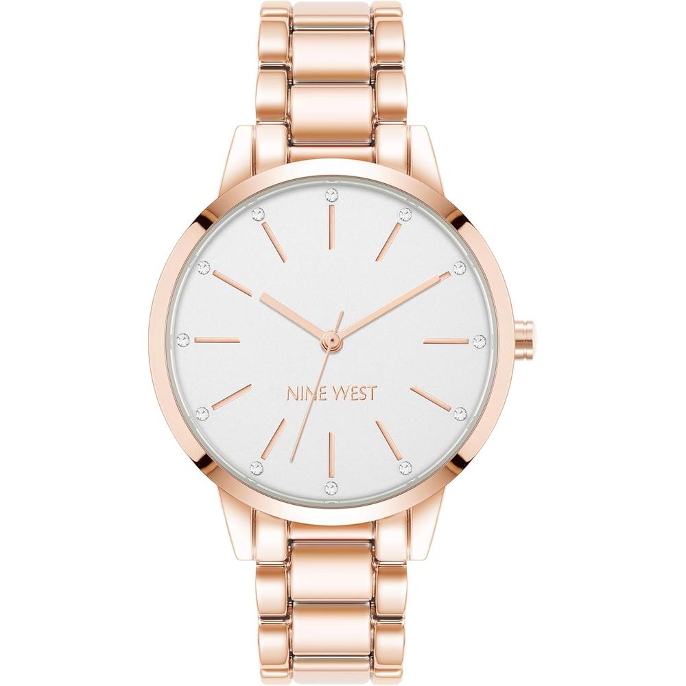 Nine West NW/2098CHGB reloj elegante para dama con esfera floral | Oro Rosa
