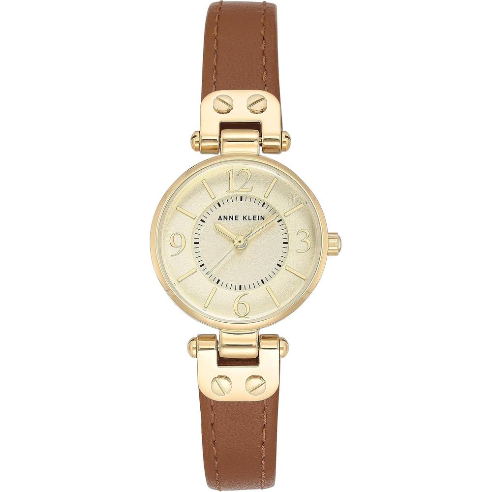 Anne Klein 109442CHHY reloj para mujer con correa de cuero | Marrón/Oro