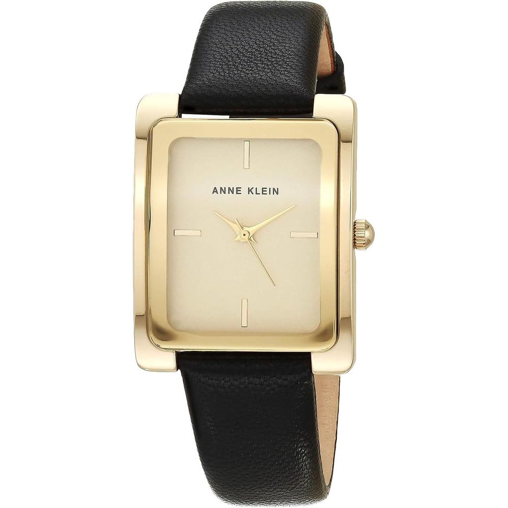 Anne Klein AK/2707TTTN reloj para dama con correa de piel | Negro/Oro