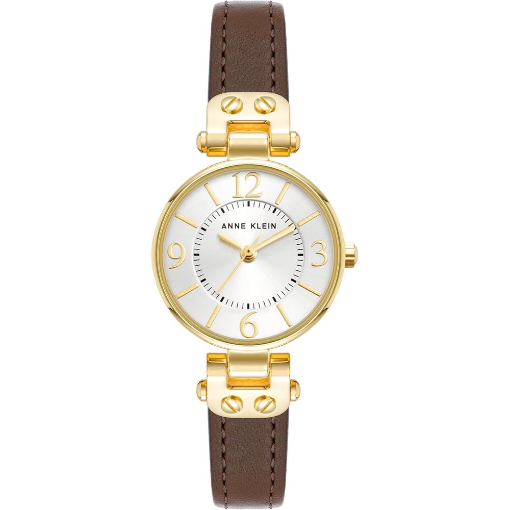 Anne Klein 109442CHHY reloj para mujer con correa de cuero | Dorado/Marrón