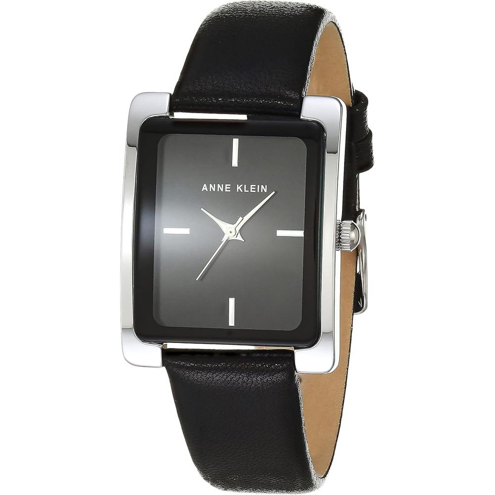 Anne Klein AK/2707TTTN reloj para dama con correa de piel | Negro/Plata