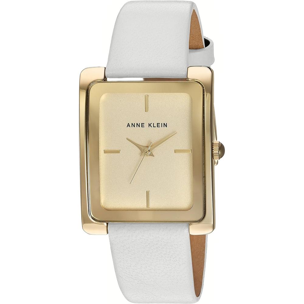 Anne Klein AK/2707TTTN reloj para dama con correa de piel | Blanco/Dorado