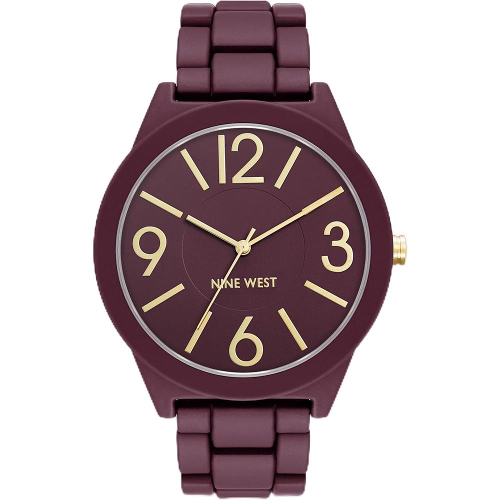 Nine West NW/1678 reloj femenino con pulsera rubberized | Borgoña