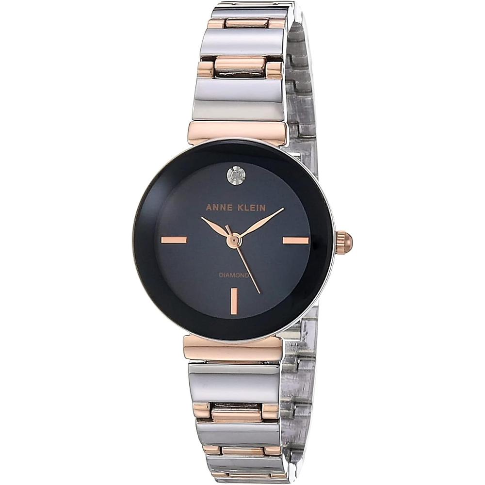 Anne Klein AK/2434EMGB reloj con diamante verdadero para mujer | Plata/oro rosa/azul marino