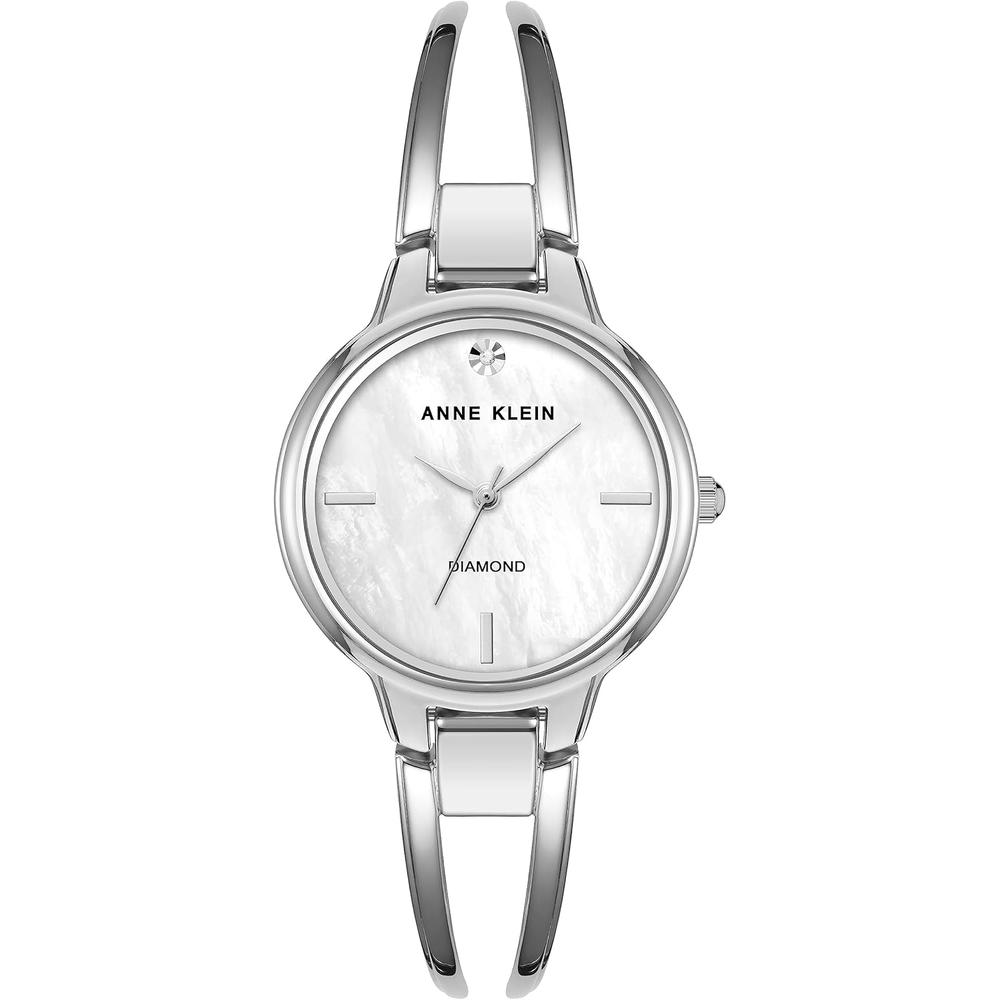 Anne Klein AK/2626PKGB reloj femenino con diamante auténtico | plateado