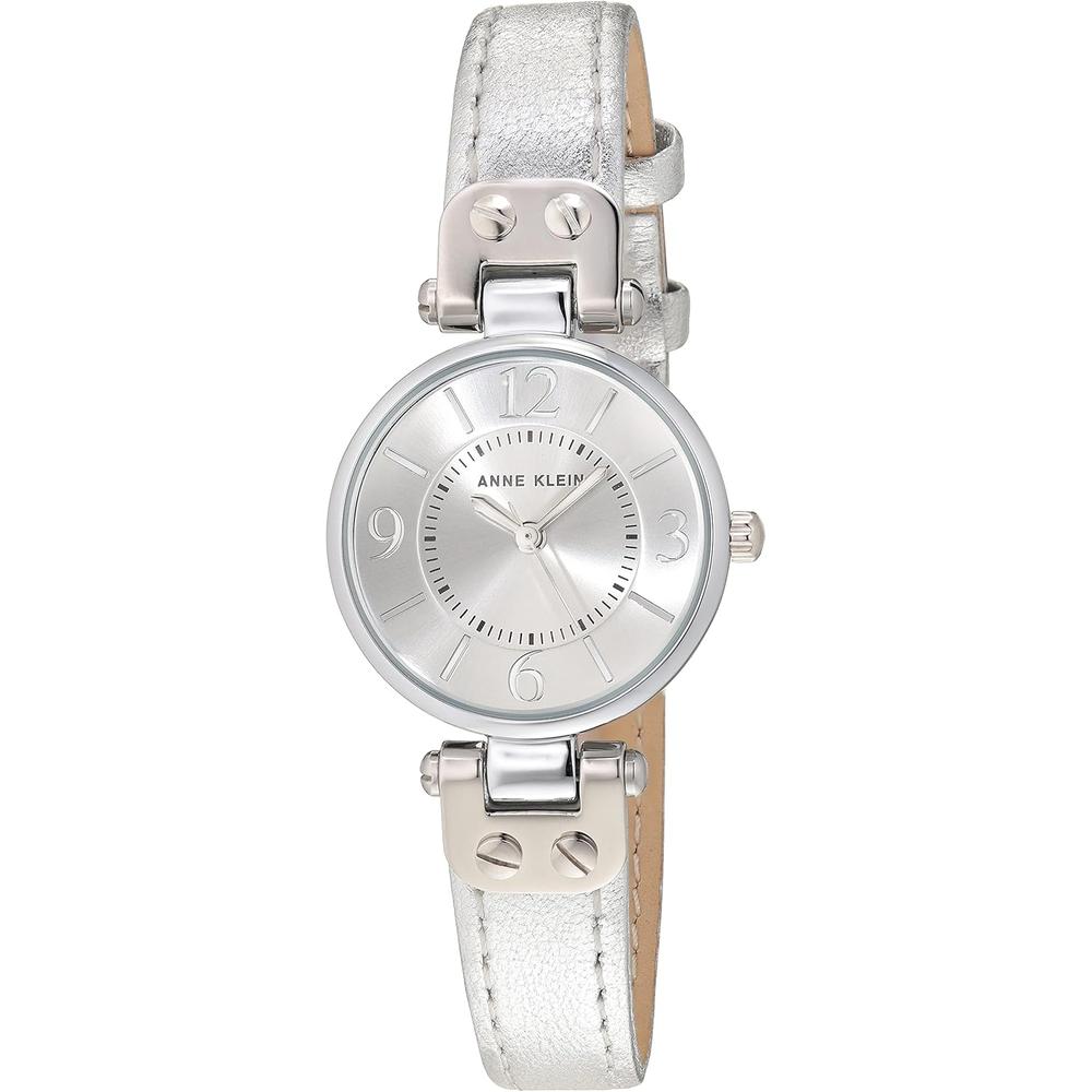 Anne Klein 109442CHHY reloj para mujer con correa de cuero | Plateado