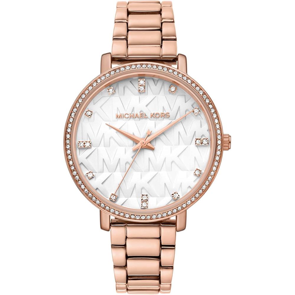 Michael Kors Pyper reloj para mujer con correa de acero, cuero o silicona | Rose White