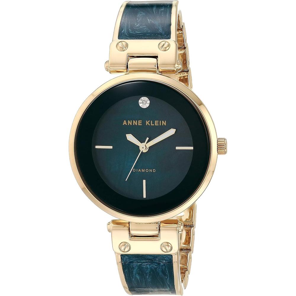 Anne Klein AK/2512LPGB reloj para mujer con diamante auténtico | Azul marino/dorado