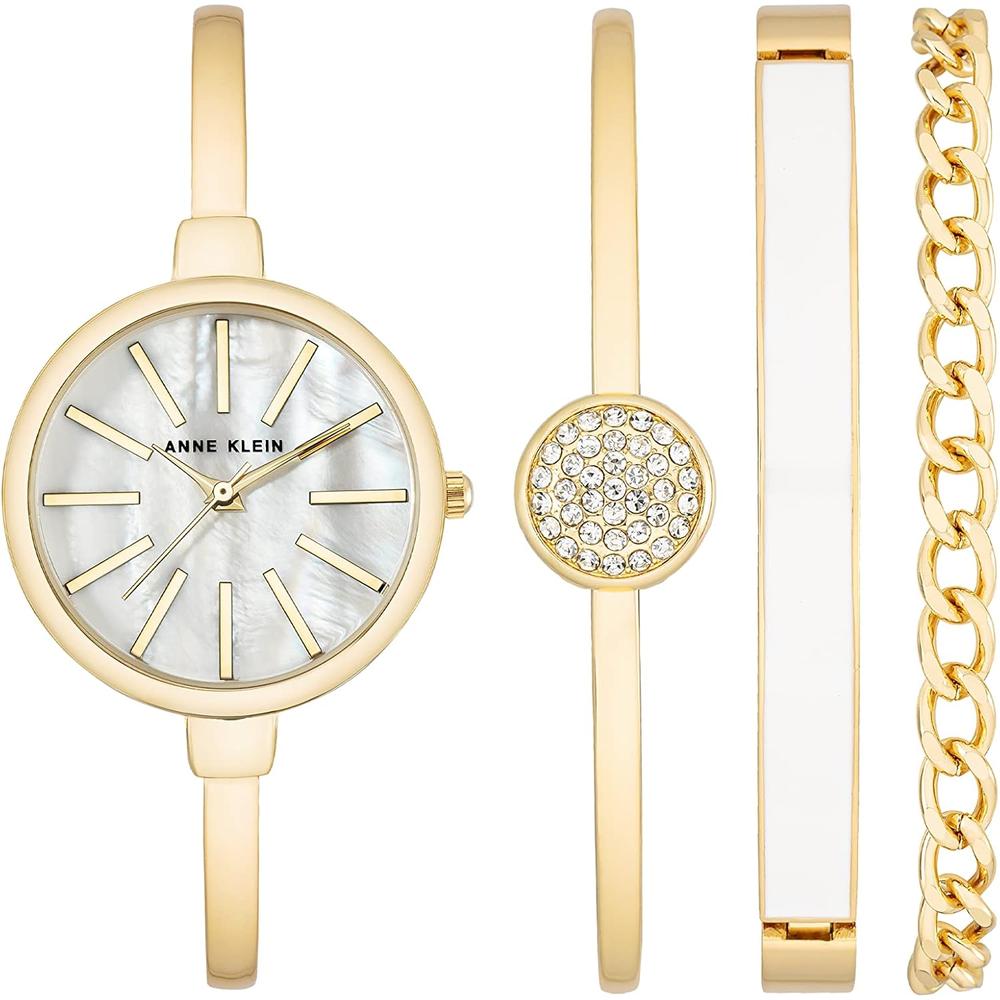 Anne Klein AK/1470GNST reloj femenino con set de pulseras | Oro