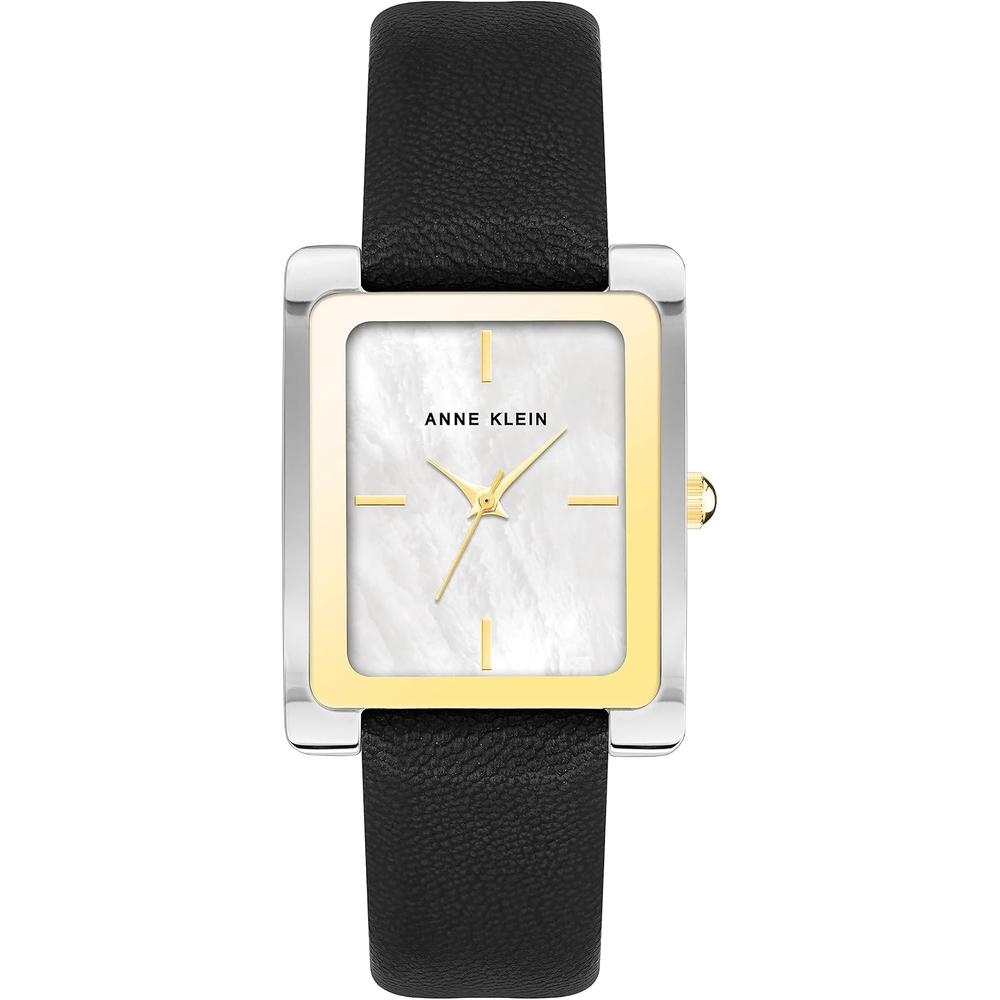 Anne Klein AK/2707TTTN reloj para dama con correa de piel | Negro/Plateado/Dorado