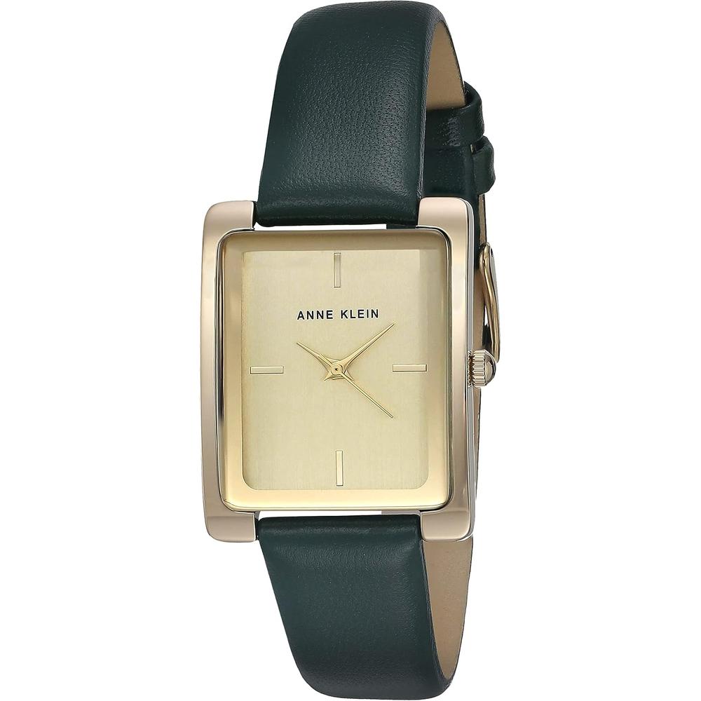 Anne Klein AK/2707TTTN reloj para dama con correa de piel | Verde/Dorado