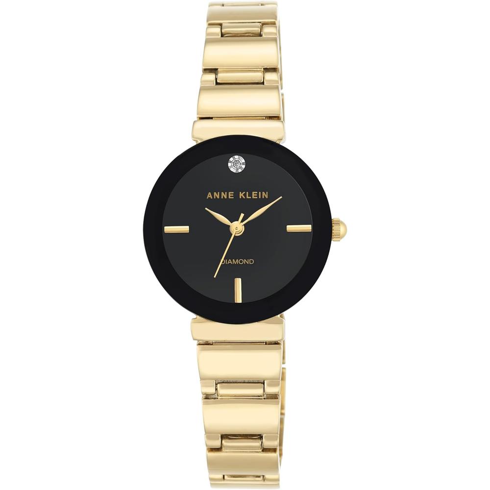 Anne Klein AK/2434EMGB reloj con diamante verdadero y pulsera para mujer | Dorado/Negro