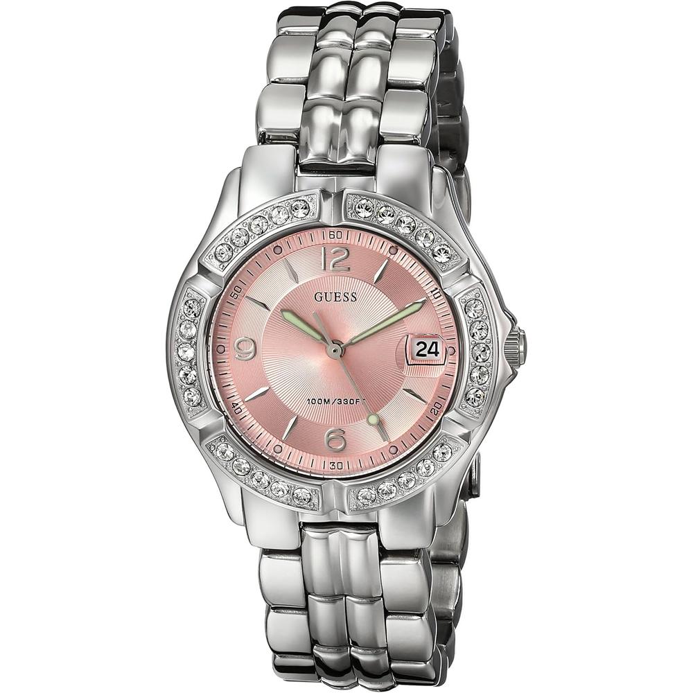 Guess Gold U0026L1 Reloj Para Mujer Con Pulsera Metálica Tipo Brazalete | Plateado/Rosa