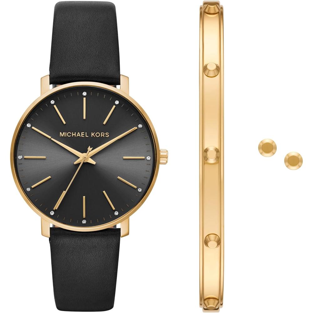 Michael Kors Pyper reloj para mujer con correa de acero, cuero o silicona | Oro/ Negro