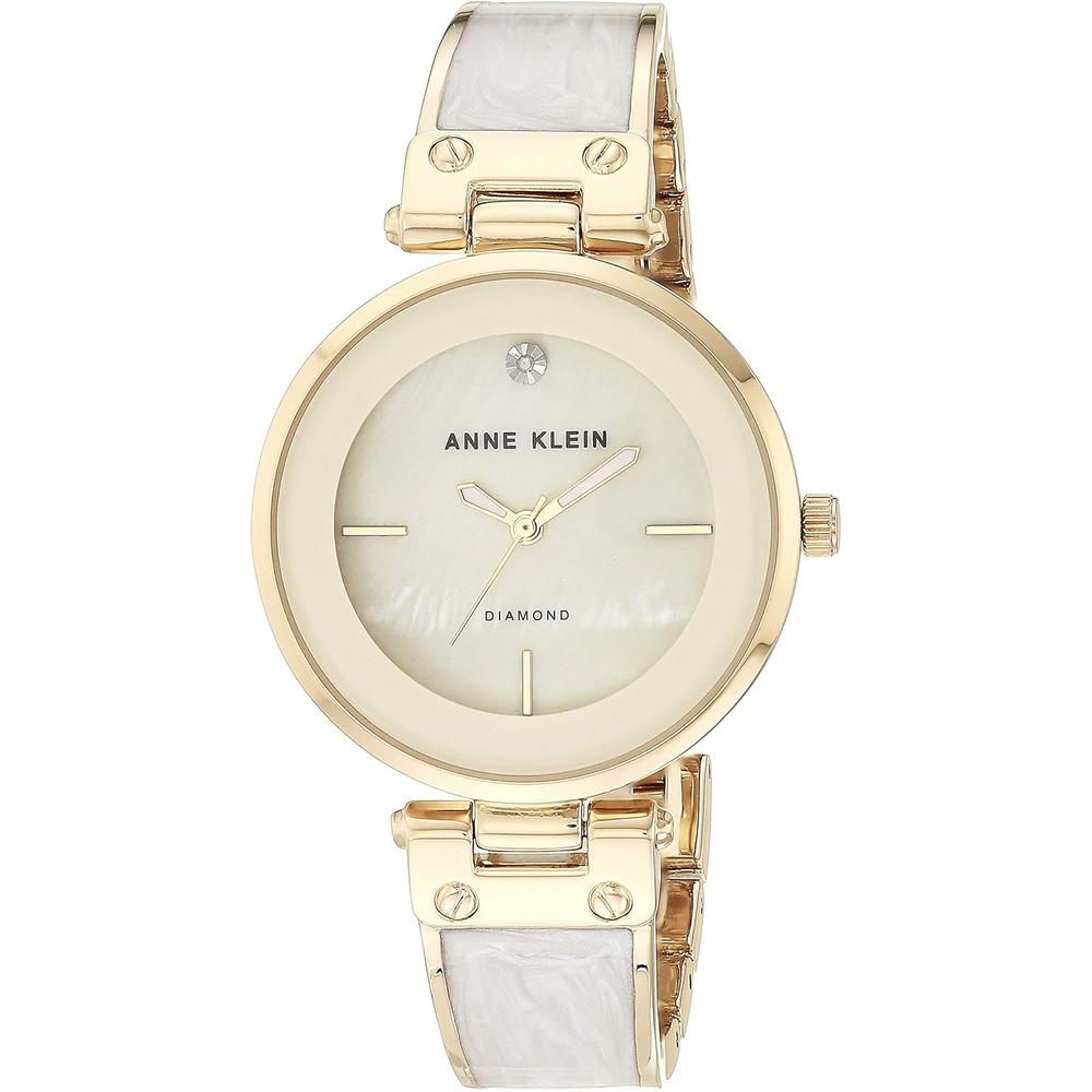 Anne Klein AK/2512LPGB reloj para mujer con diamante auténtico | Marfil/Dorado