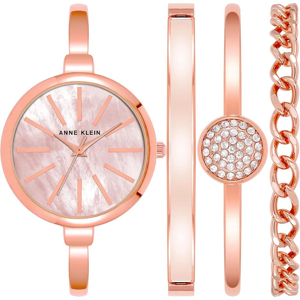 Anne Klein AK/1470GNST reloj femenino con set de pulseras | Blush Pink