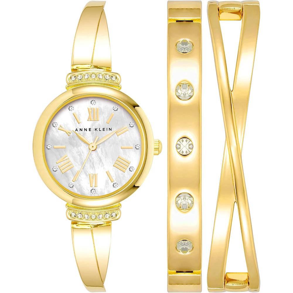 Anne Klein AK/2245 reloj mujer con cristales premium y set de pulseras | Oro