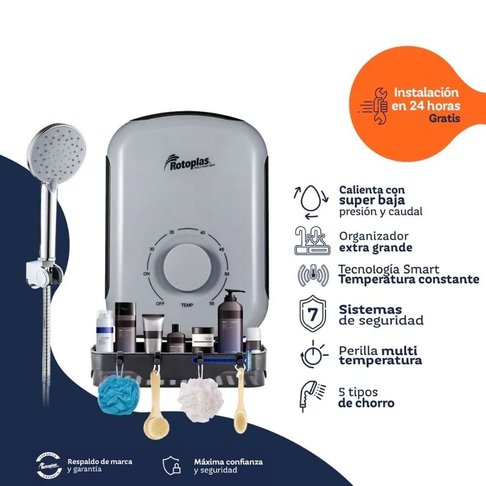 Rapiducha Eléctrica Rotoplas Sensitive Pro Gris