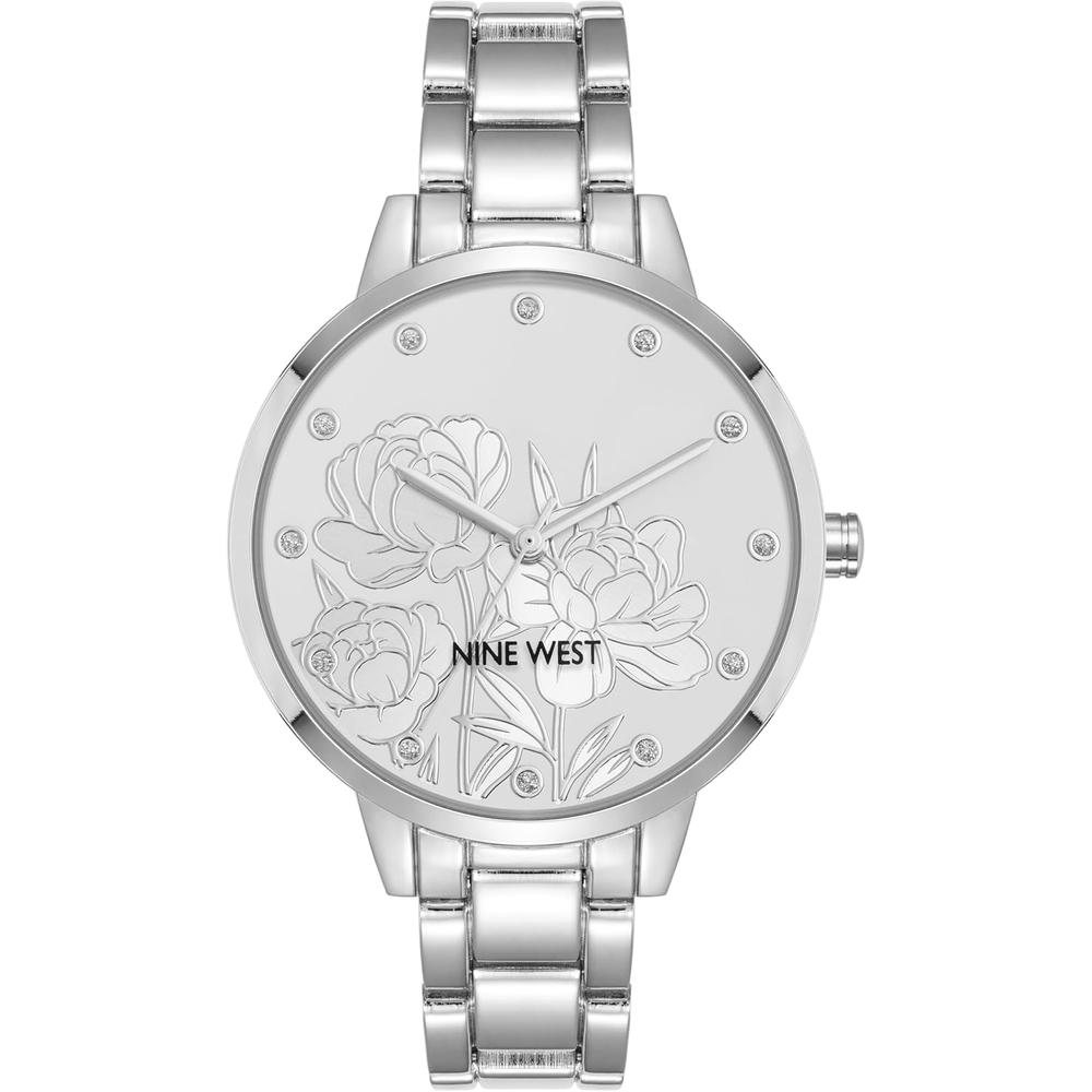 Nine West NW/2098CHGB reloj elegante para dama con esfera floral | Gris Claro