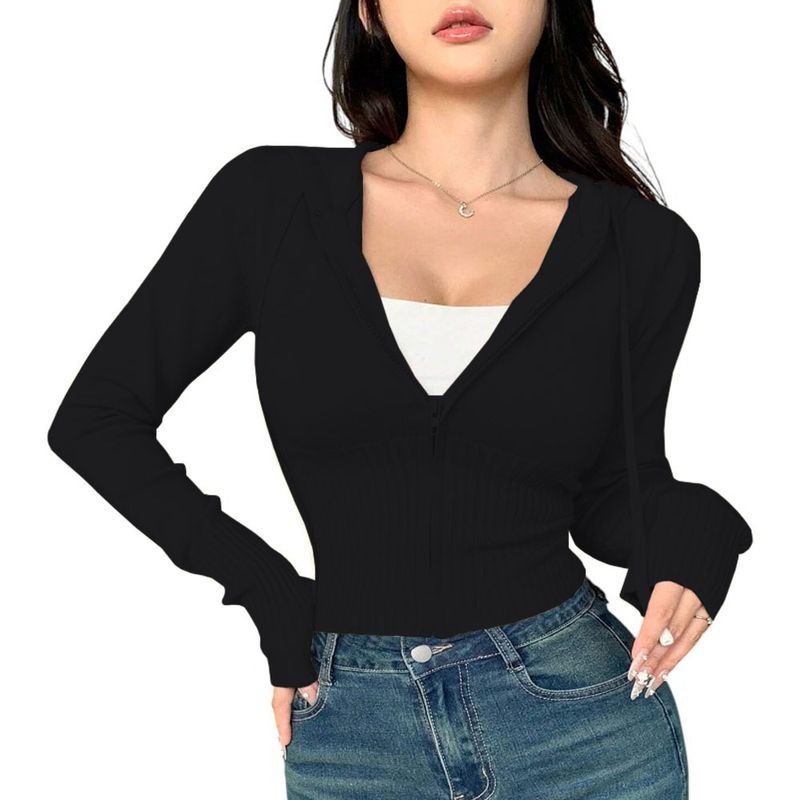 Suter Tejido Sueter Negro Cuello Sueter Cuello V Dama Negro Moda