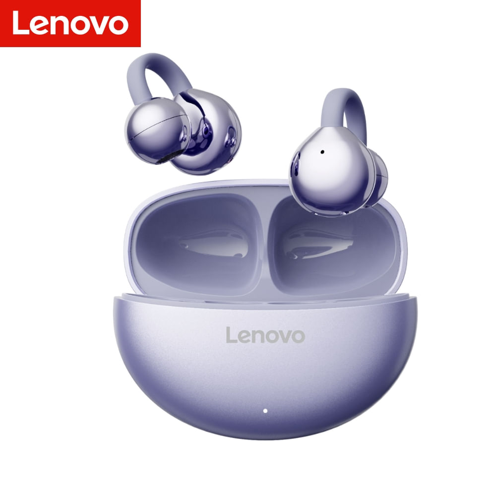 Audífono Lenovo TA140 Clip Ear Morado 24h Bluetooth 5.4