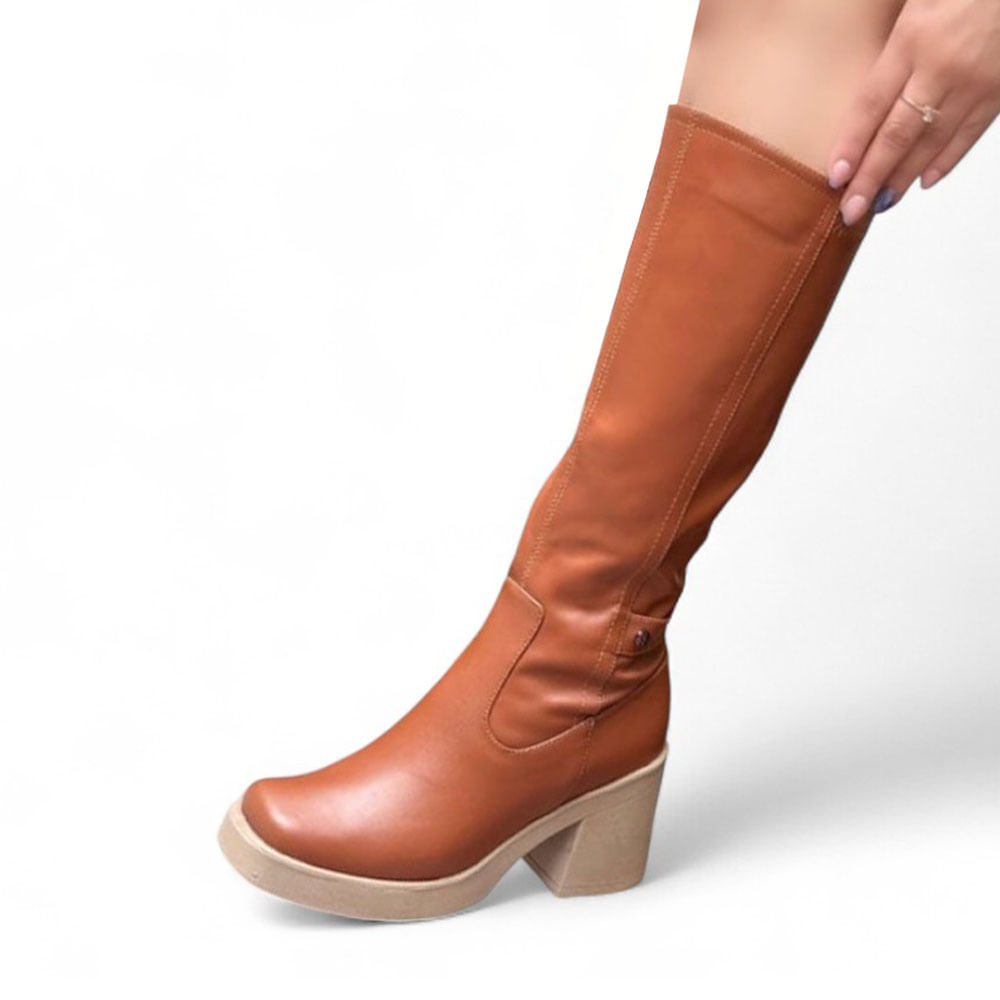 Bota Mujer Punta Cuadrada Biobio 1299 5C-75 Color Camel Talla 35