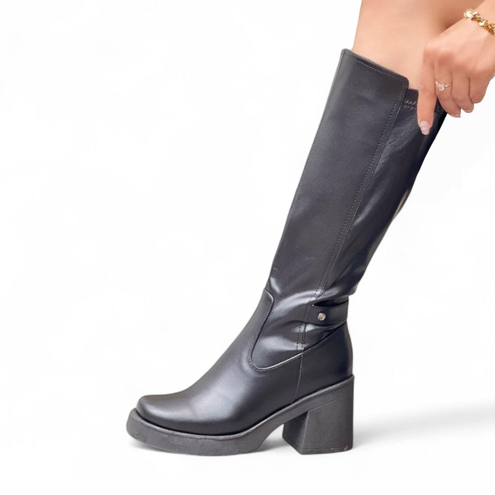 Bota Mujer Punta Cuadrada Biobio 1299 5C-75 Color Negro Talla 36