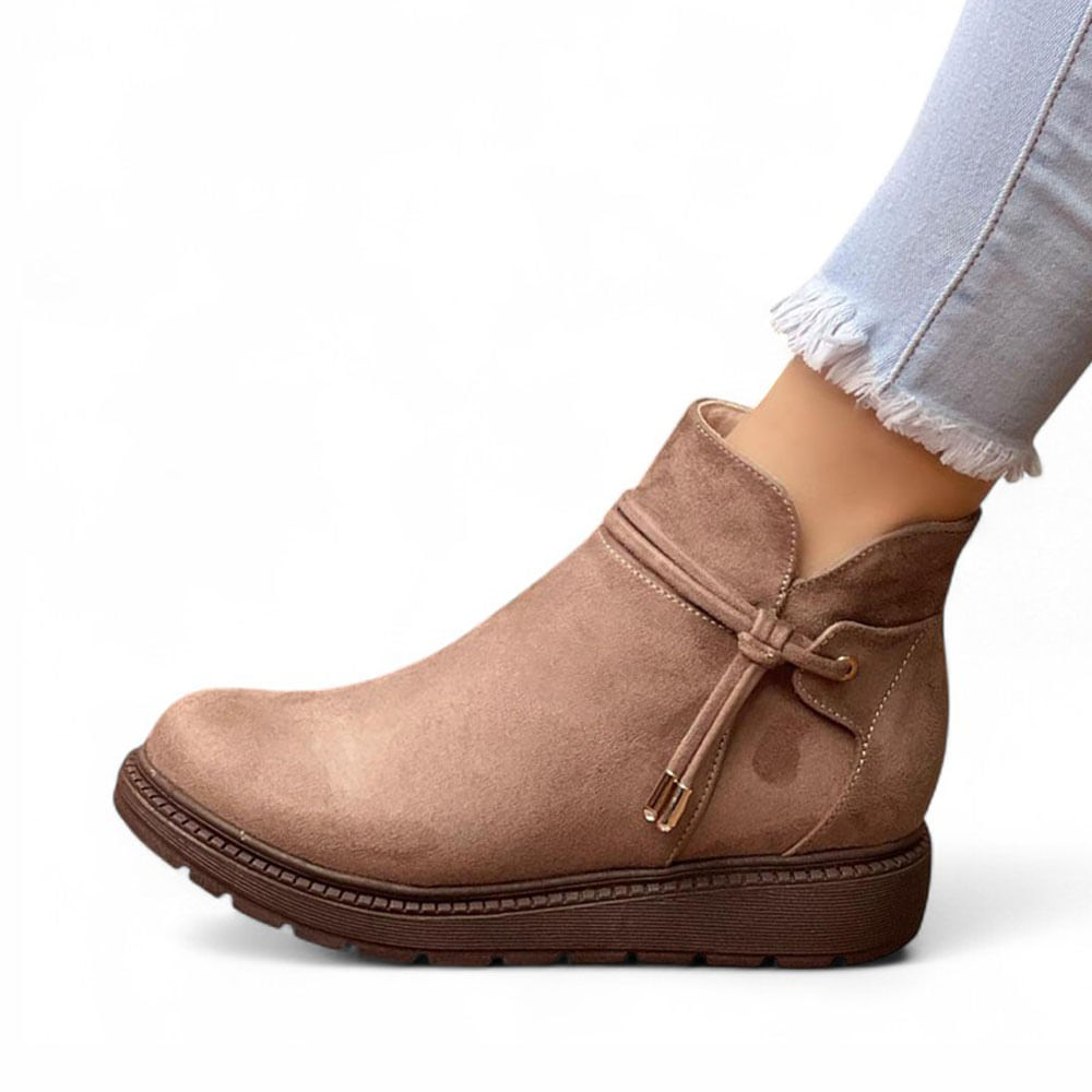 Botin Mujer Acolchada Gamuza 1299 5C-55 Color Beige Talla 37