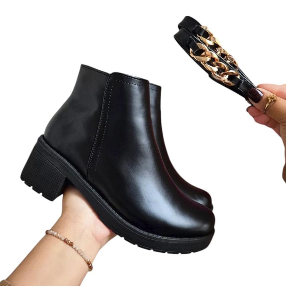 Botin Mujer Doble Taco 5 1177 5C-58 Color Negro Talla 35