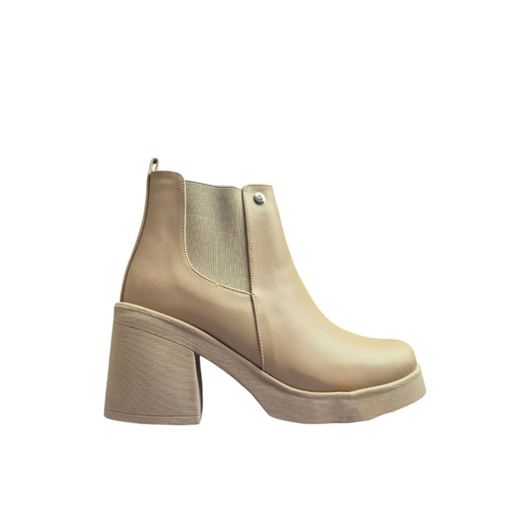 Botin Mujer Elasic Taco 7 1177 5C-60 Color Beige Talla 39